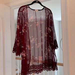 Crochet Trim Open Front Woven!